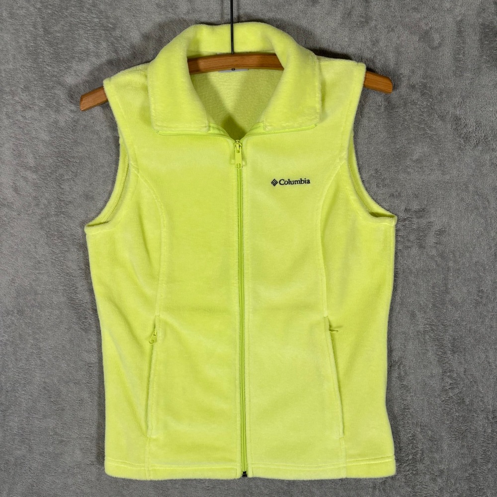 Columbia Benton Springs Fleece Vest Lime Green Neon Womens Small WL1023 7138